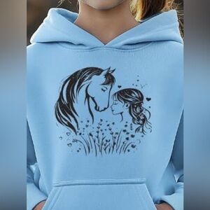 Child’s Hoodie, girl with horse size M